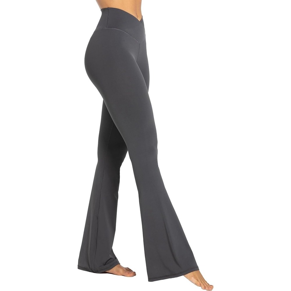 Sunzel Flare Leggings, Crossover Yoga Pants, X Small, Dark Gray - Picture 10 of 10